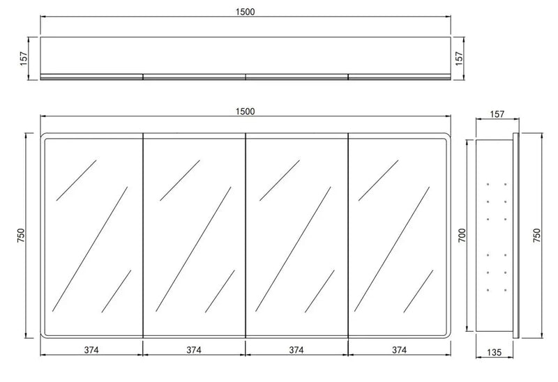 Avola PVC LED Mirror Matte White Cabinet with LED Lights