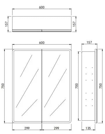 Avola PVC LED Mirror Matte White Cabinet with LED Lights
