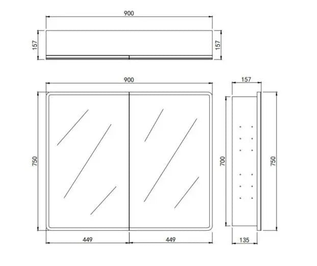 Avola PVC LED Mirror Matte White Cabinet with LED Lights