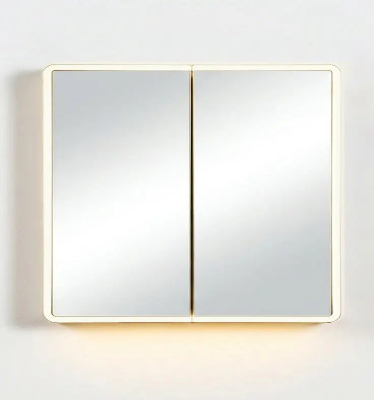 Avola PVC LED Mirror Matte White Cabinet with LED Lights