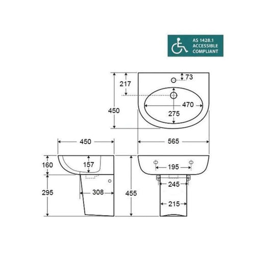 Carrida Fine Ceramic Wall Hung Care Basin LK-CAW540B Lukka