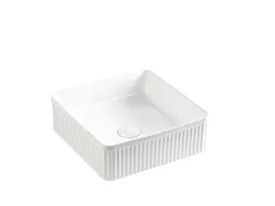 Lukka Crete Fluted Fine Ceramic Above Counter Basin (400/500mm) Lukka