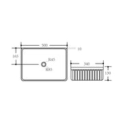 Lukka Crete Fluted Fine Ceramic Above Counter Basin (400/500mm) Lukka