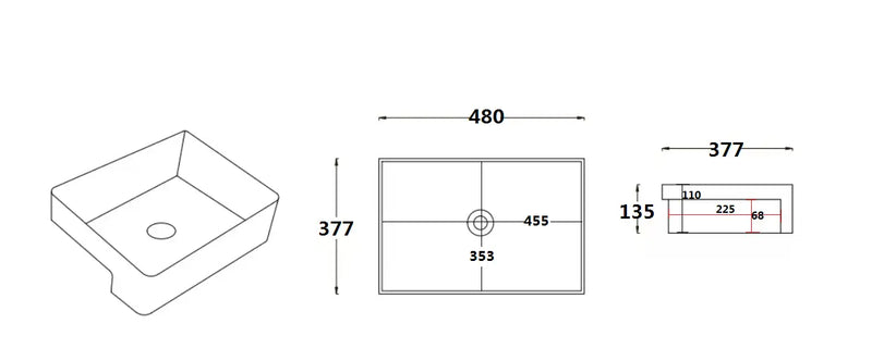 Kliff Fine Ceramic Semi Ress Basin LK-CSR480-NTH