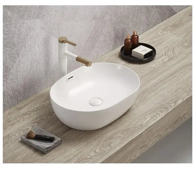 Ellips Fine Ceramic Above Counter Overflow Basin Lukka