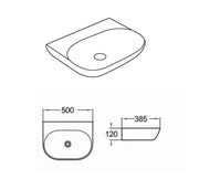 Ellips Fine Ceramic Wall Hung Basin LK-ELW500 Lukka