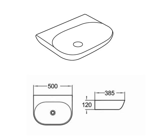 Ellips Fine Ceramic Wall Hung Basin LK-ELW500 Lukka