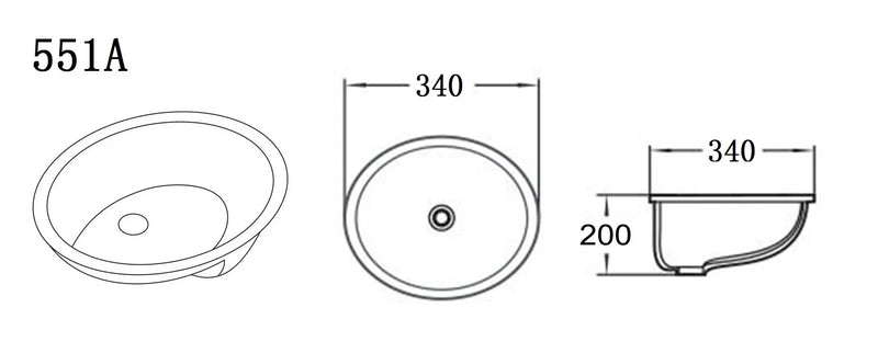 Elipps Fine Ceramic Under Counter Basin Lukka