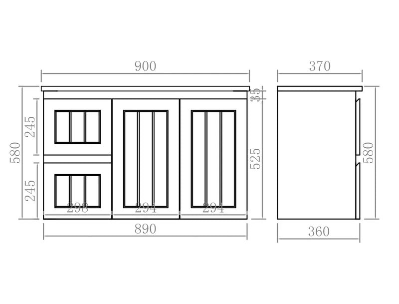 Archill Federation Wall Hung Matte White Ensuite PVC Cabinet LK-FA93LW-MB