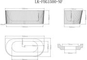 BINGIE Fluted Skirt Back to Wall Bathtub Lukka
