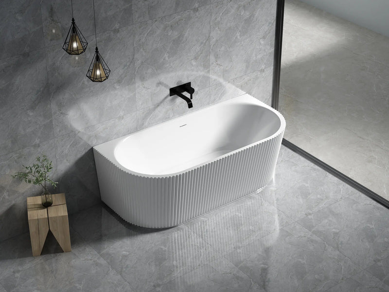 BINGIE Fluted Skirt Back to Wall Bath with Overflow LK-FBG1500/1700-OF