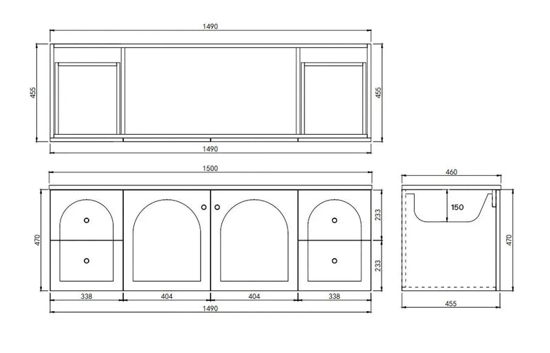 Lukka Chester Federation wall hung PVC Cabinet (1500MM) Lukka