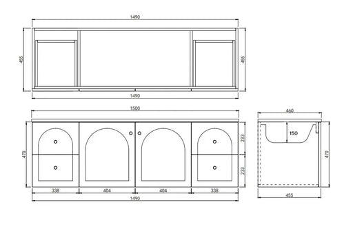 Lukka Chester Federation wall hung PVC Cabinet (1500MM) Lukka