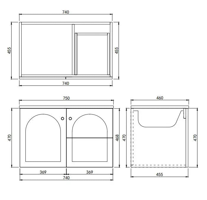Lukka Chester Federation wall hung PVC Cabinet (750mm) Lukka