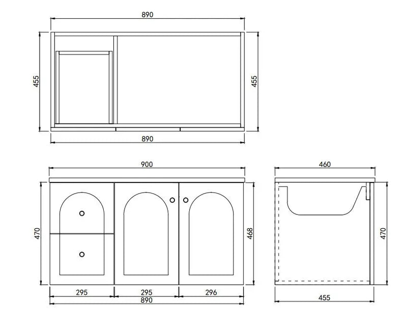 Lukka Chester Federation wall hung PVC Cabinet (900mm) Lukka