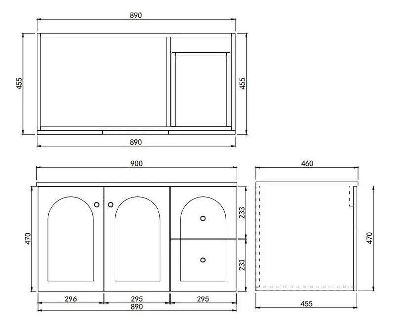 Lukka Chester Federation wall hung PVC Cabinet (900mm) Lukka