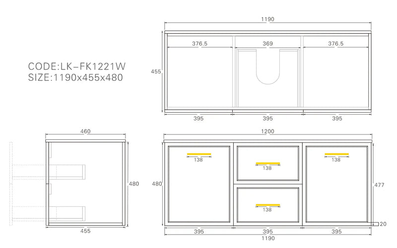 Lukka Kingsley Federation Wall Hung PVC Cabinet (1200MM) Lukka