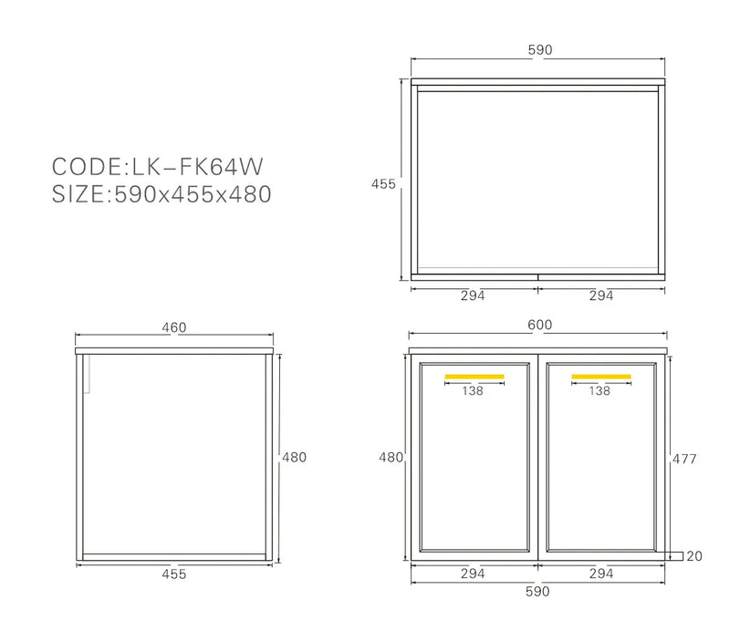 Kingsley Federation Wall Hung PVC Cabinet (600mm) Lukka