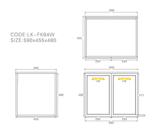 Kingsley Federation Wall Hung PVC Cabinet (600mm) Lukka