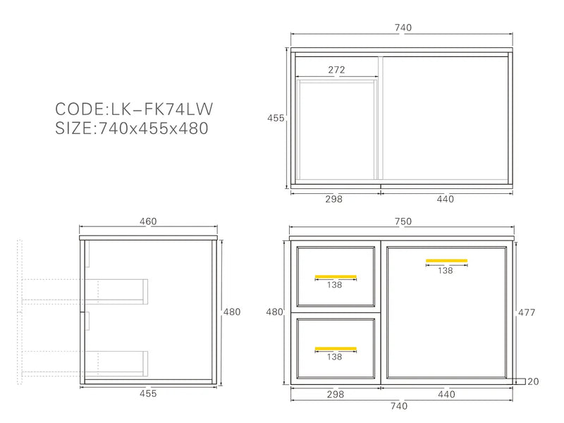 Lukka Kingsley Federation Wall Hung PVC Cabinet (750mm) Lukka