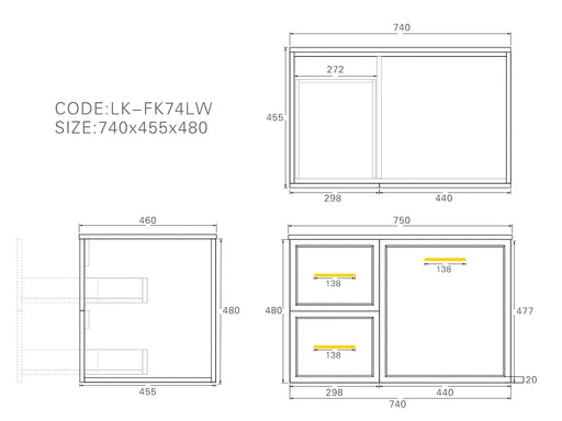 Lukka Kingsley Federation Wall Hung PVC Cabinet (750mm) Lukka
