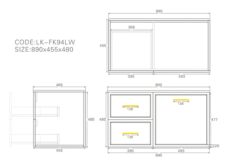 Lukka Kingsley Federation Wall Hung PVC Cabinet (900mm) Lukka