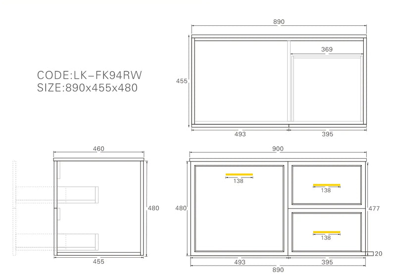 Lukka Kingsley Federation Wall Hung PVC Cabinet (900mm) Lukka