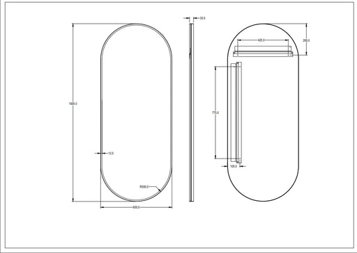 Lukka Ellips Frame Mirror (450/600mm) Lukka