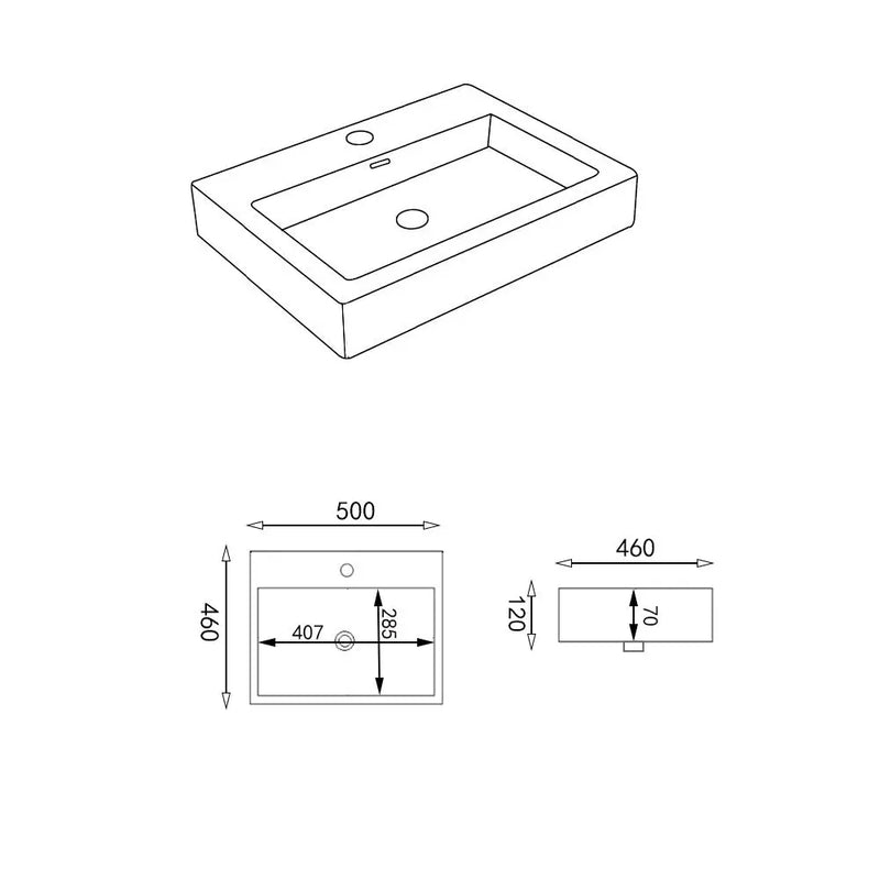 Kliff Fine Ceramic Insert Basin with Tap Hole LK-KIS480