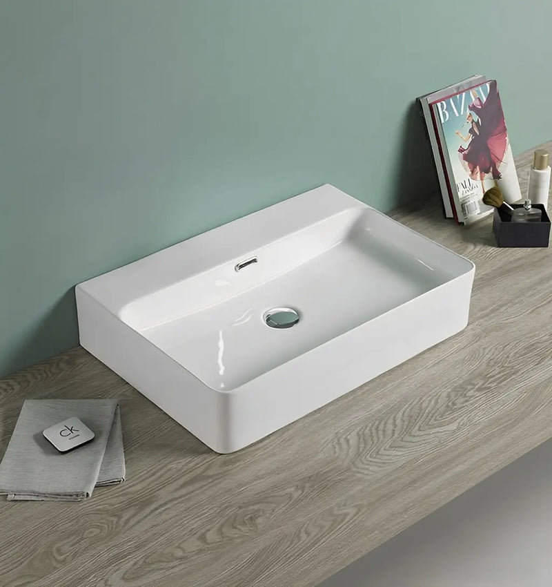 Kliff Fine Ceramic WH/Above Counter Basin Tap Hole with Overflow LK-KW