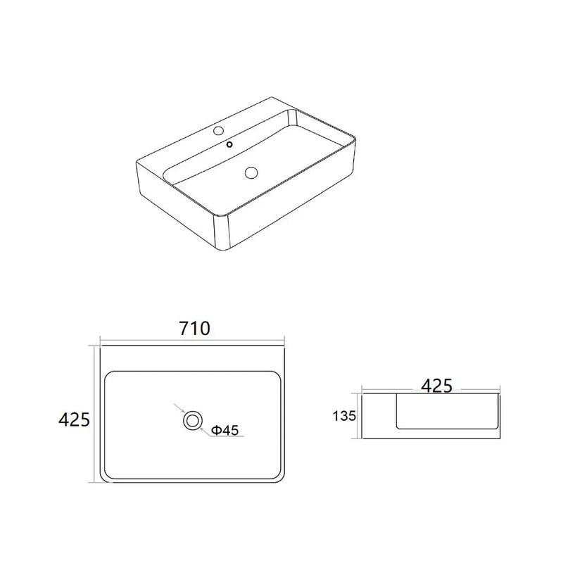 Kliff Fine Ceramic WH/Above Basin Tap Hole with Overflow LK-KW420/KW520/KW620/KW720
