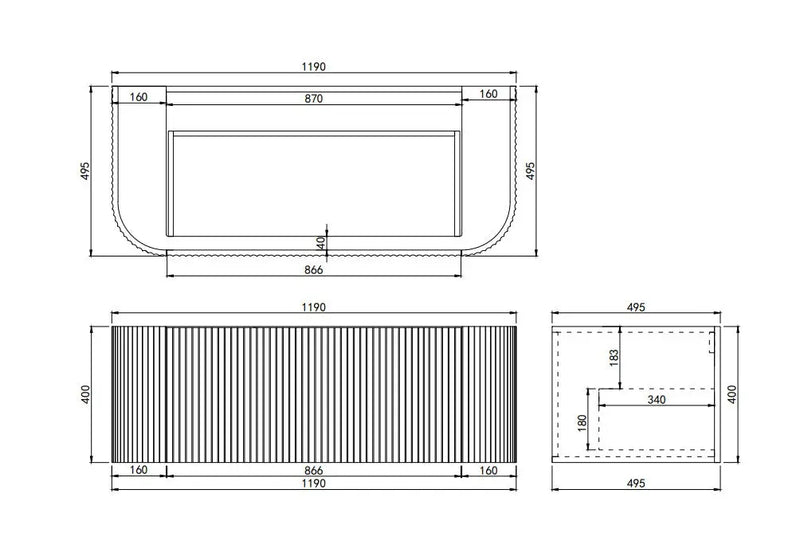 Lukka Agena Modern Fluted Cabinet (1200mm) Lukka