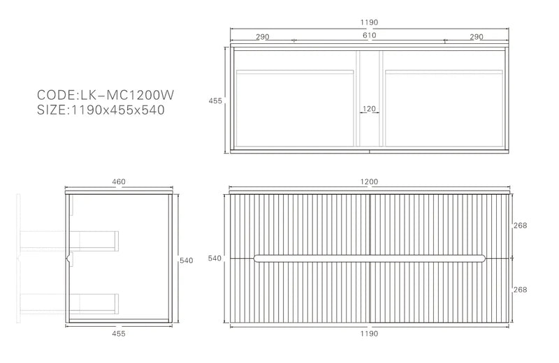 Lukka Cabarita Morden Wall Hung PVC Cabinet (1200mm Single Bowl) Lukka