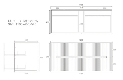 Lukka Cabarita Morden Wall Hung PVC Cabinet (1200mm Single Bowl) Lukka