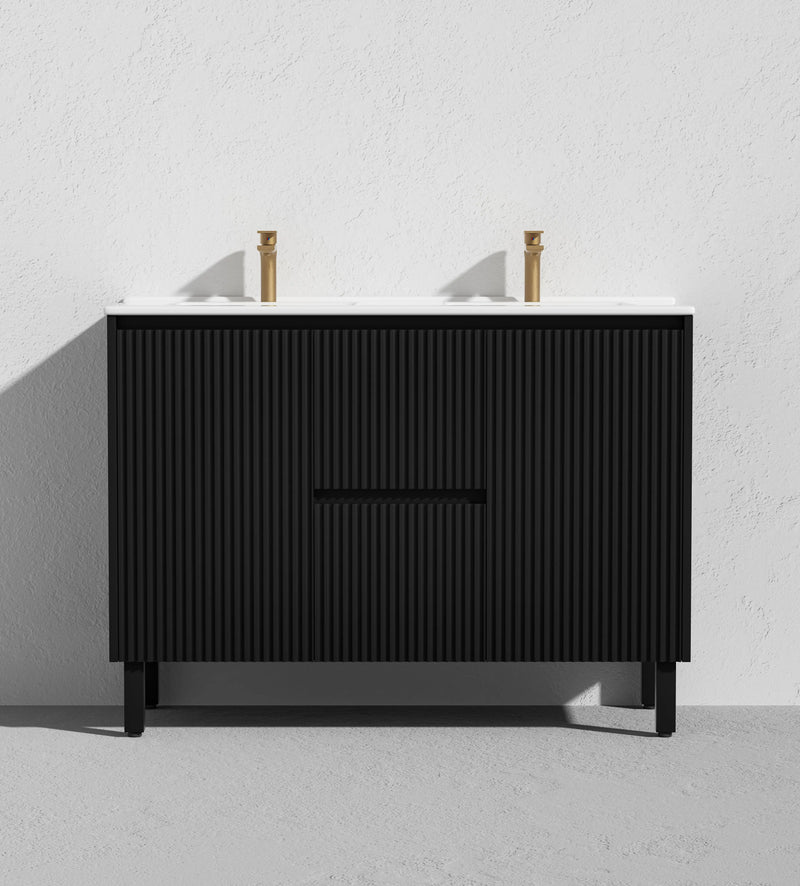 Crete Modern Free Standing Vanity Matte Black LK-MC124DL-MB