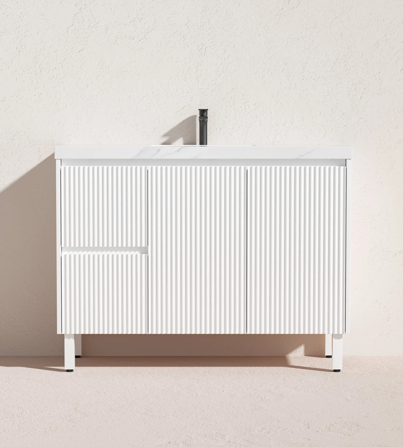 Lukka Crete Modern Free Standing Vanity Matte White 1200mm Lukka