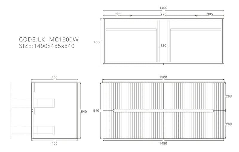 Lukka Cabarita Morden Wall Hung PVC Cabinet (1500mm Single Bowl) Lukka