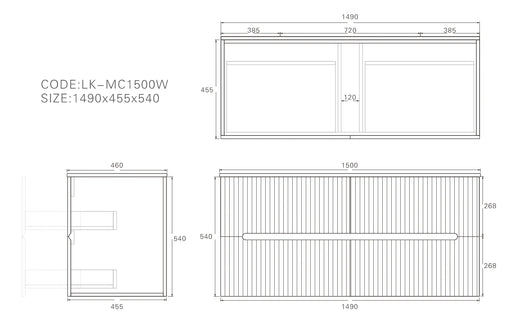 Lukka Cabarita Morden Wall Hung PVC Cabinet (1500mm Single Bowl) Lukka