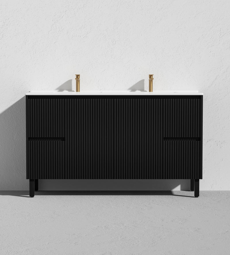 Crete Modern Free Standing Vanity Matte Black LK-MC154L-MB