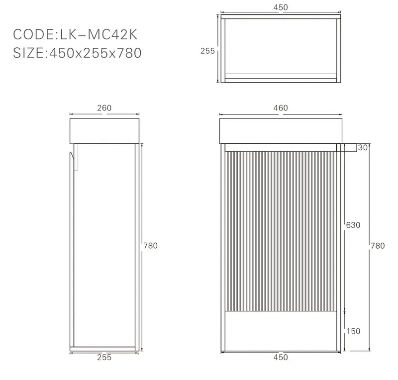 Lukka Crete Mini Free Standing PVC Cabinet on kickboard (450mm) Lukka
