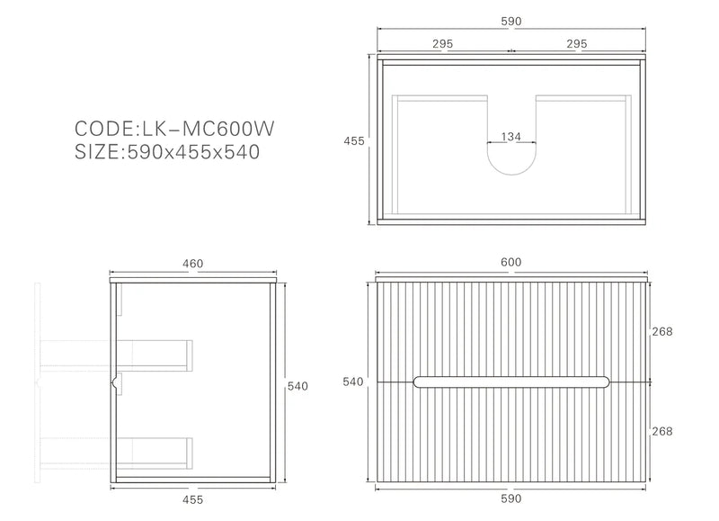 Lukka Cabarita Morden Wall Hung PVC Cabinet (600mm) Lukka