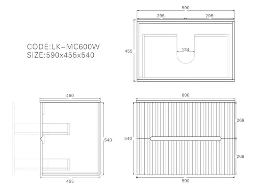 Lukka Cabarita Morden Wall Hung PVC Cabinet (600mm) Lukka