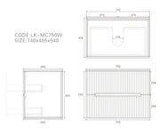 Lukka Cabarita Morden Wall Hung PVC Cabinet (750mm) Lukka