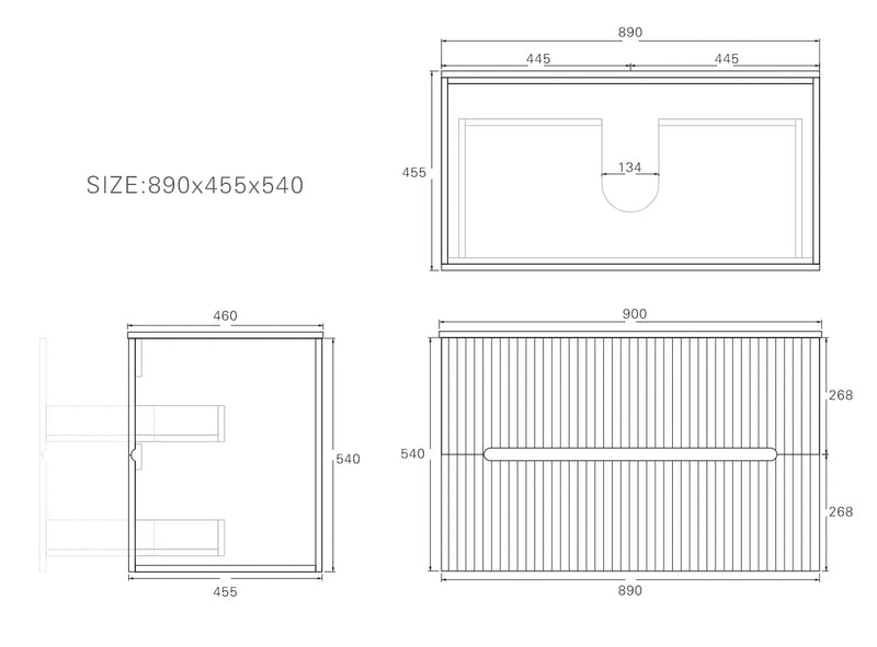 Lukka Cabarita Morden Wall Hung PVC Cabinet (900mm) Lukka