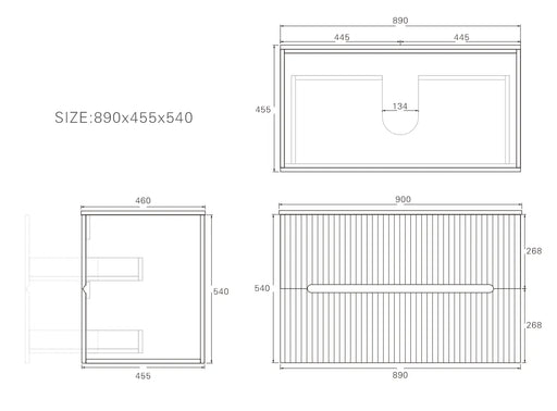 Lukka Cabarita Morden Wall Hung PVC Cabinet (900mm) Lukka