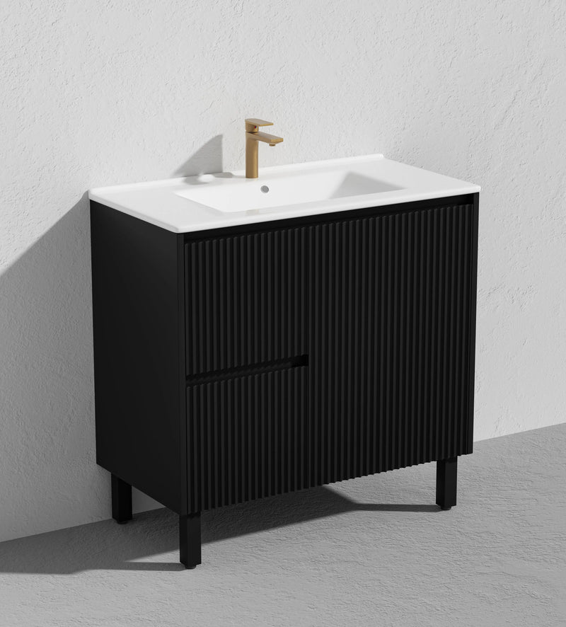 Crete Modern Free Standing Vanity Matte Black LK-MC94LL-MB