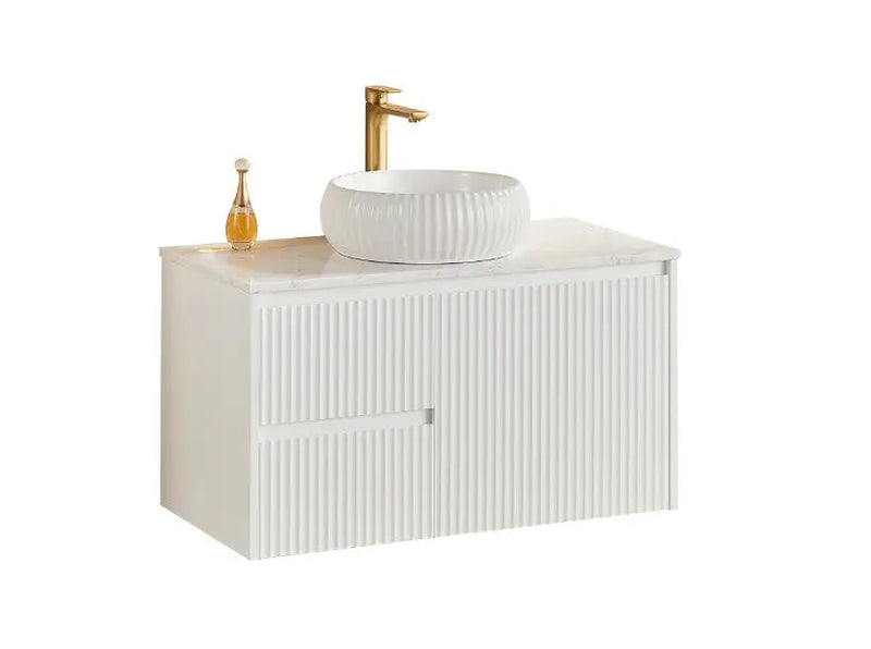 Crete Modern Wall Hung Vanity Matte White LK-MC94LW-MW