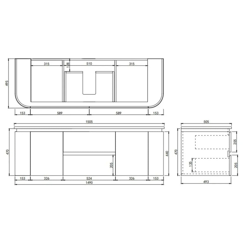 Devito Modern Wall Hung Vanity PVC Cabinet 750mm/900mm/1200mm/1500mm - FIL Kitchen Bathroom