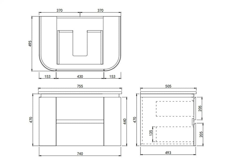 Lukka Devito Modern Wall Hung Vanity PVC Cabinet (750mm) Lukka