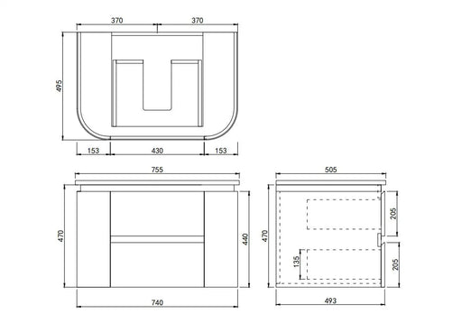 Lukka Devito Modern Wall Hung Vanity PVC Cabinet (750mm) Lukka
